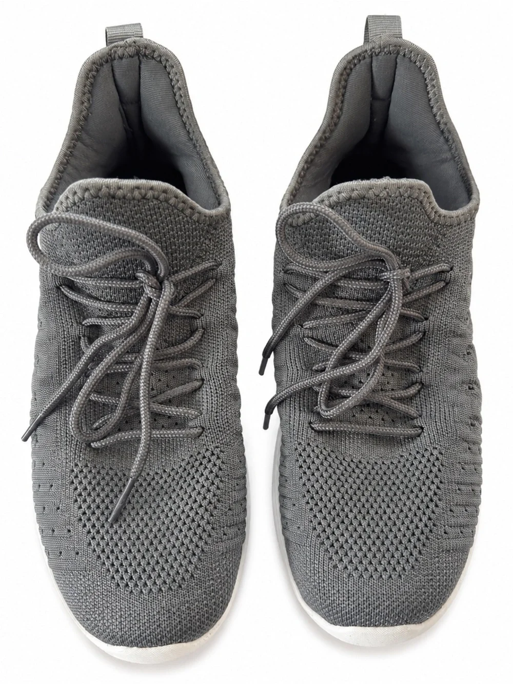 Women’s Gray Knit Athletic Sneakers EU 38 Lightweight Lace-Up Walking Shoes
